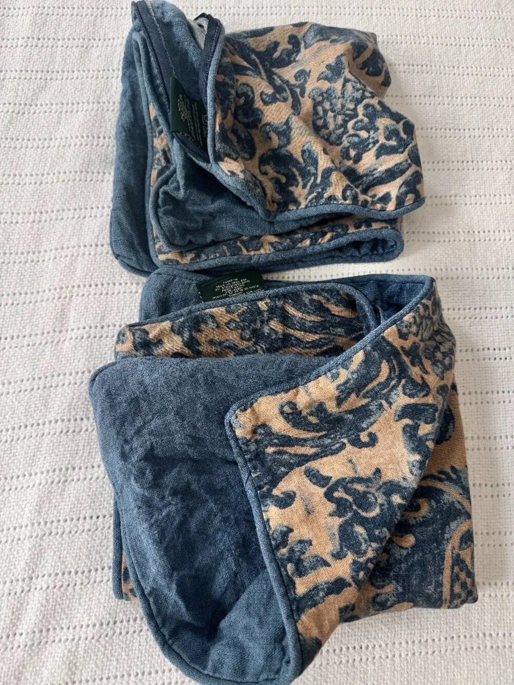 Ralph Lauren 2 BLUE DAMASK The LANDING DECORATIVE PILLOW SHAMS